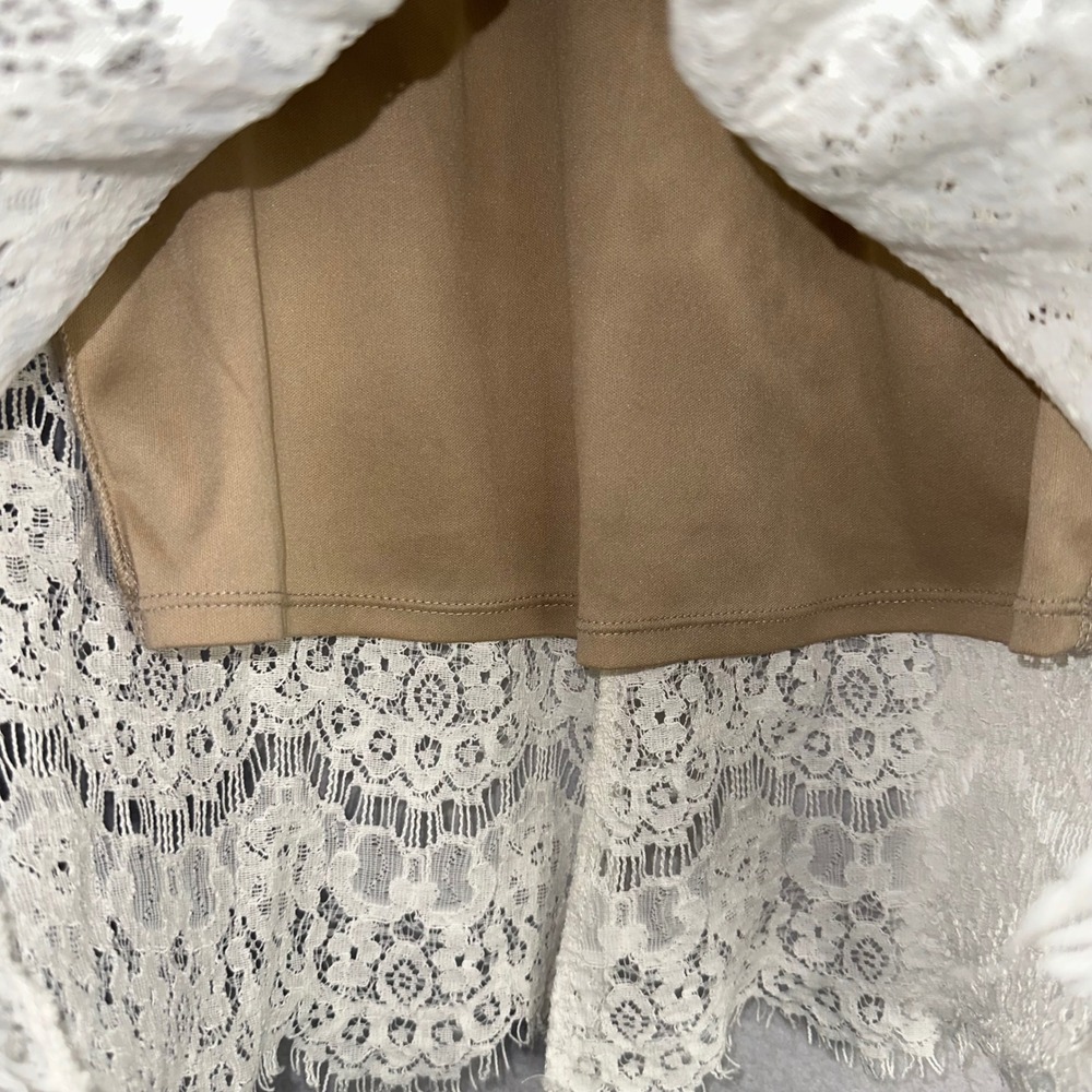 Love Fire M Ivory Floral Lace Top High Neck Romantic Boho Cottagecore Sleeveless - Picture 8 of 8